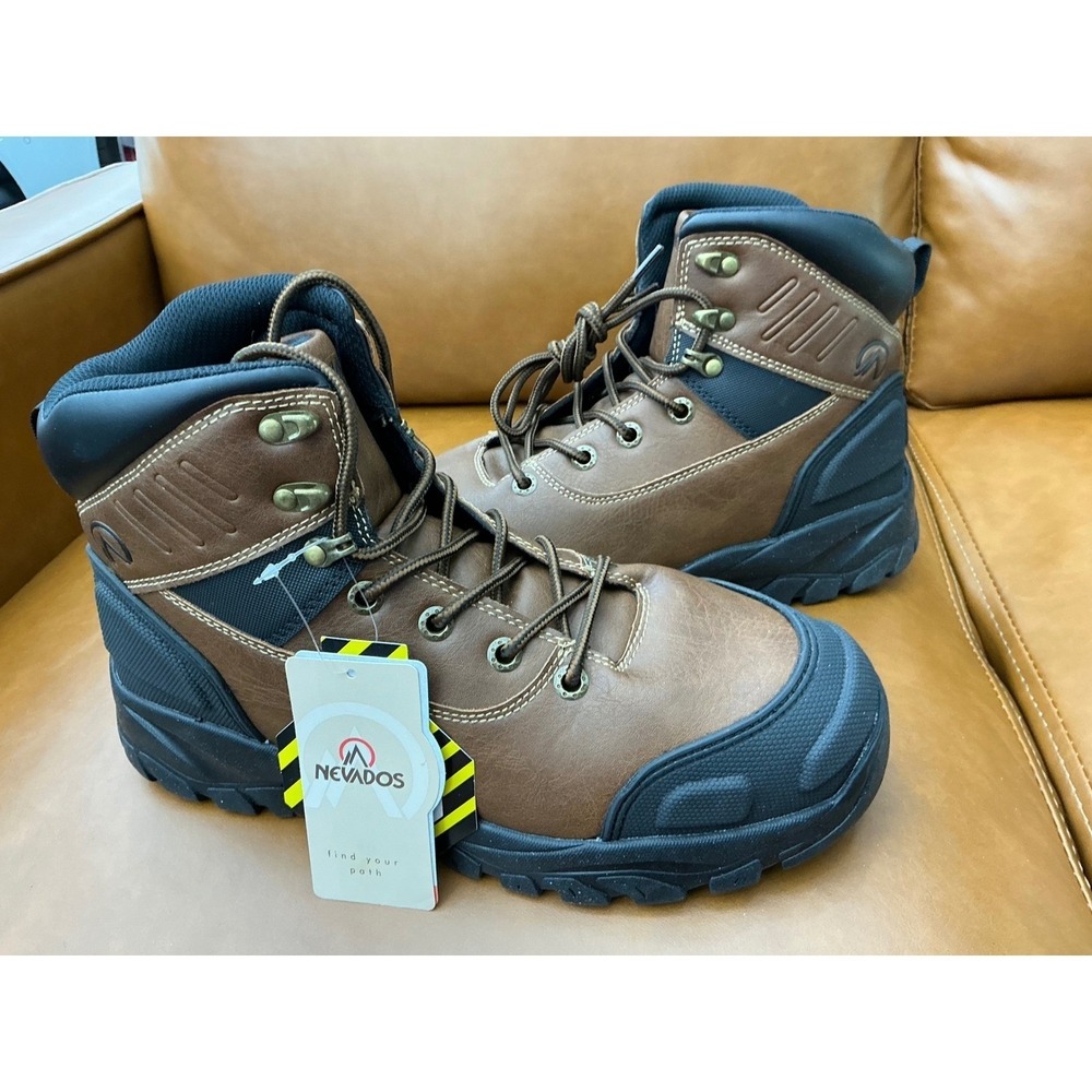 Nevados Pause Work Boots Mens 9.5 Brown New Steel Toe‎ Safety Shoes RPCHN010023